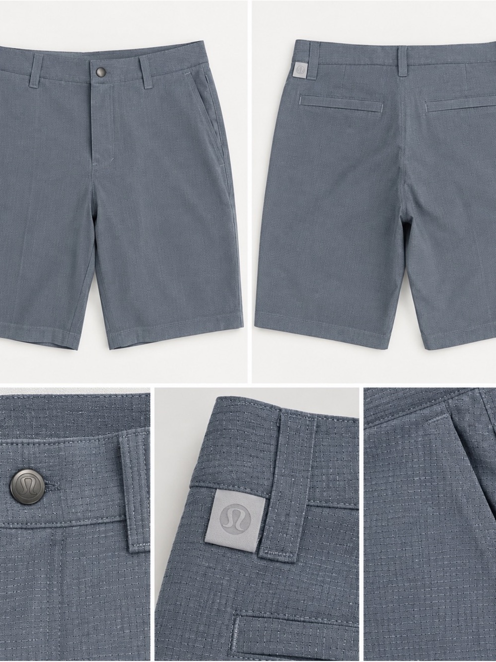 lululemon athletica Men’s Slate Gray / Blue Flat-Front Performance Shorts